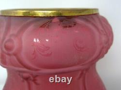 Vintage Victorian Etched Red Cranberry Glass Lamp Shade Chimney