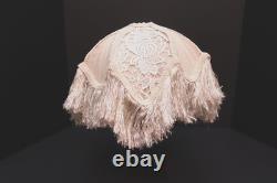 Vintage Victorian French Lamp Shade Art Nouveau Fringe embroidered ATQ Lace 12