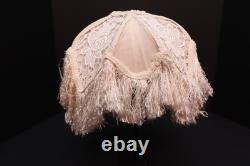 Vintage Victorian French Lamp Shade Art Nouveau Fringe embroidered ATQ Lace 12