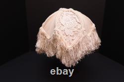 Vintage Victorian French Lamp Shade Art Nouveau Fringe embroidered ATQ Lace 12