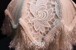 Vintage Victorian French Lamp Shade Art Nouveau Fringe embroidered ATQ Lace 12
