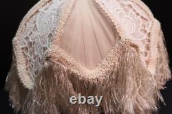 Vintage Victorian French Lamp Shade Art Nouveau Fringe embroidered ATQ Lace 12