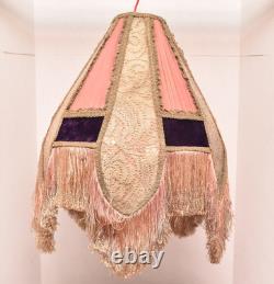 Vintage Victorian French Lamp Shade Art Nouveau Fringe embroidered ATQ Large