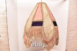 Vintage Victorian French Lamp Shade Art Nouveau Fringe embroidered ATQ Large