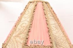 Vintage Victorian French Lamp Shade Art Nouveau Fringe embroidered ATQ Large