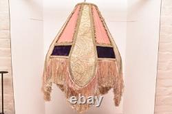 Vintage Victorian French Lamp Shade Art Nouveau Fringe embroidered ATQ Large