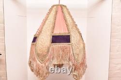 Vintage Victorian French Lamp Shade Art Nouveau Fringe embroidered ATQ Large