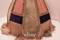Vintage Victorian French Lamp Shade Art Nouveau Fringe embroidered ATQ Large