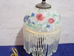 Vintage Victorian Frosted Globe Shade Accent Lamp withFringe