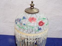 Vintage Victorian Frosted Globe Shade Accent Lamp withFringe