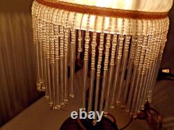 Vintage Victorian Frosted Globe Shade Accent Lamp withFringe
