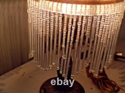Vintage Victorian Frosted Globe Shade Accent Lamp withFringe