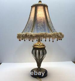 Vintage Victorian Lamp With 6 Panel Shade Fringe Decor, 23 H x 14 D