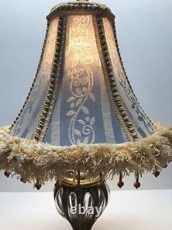 Vintage Victorian Lamp With 6 Panel Shade Fringe Decor, 23 H x 14 D