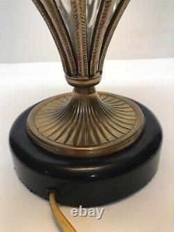 Vintage Victorian Lamp With 6 Panel Shade Fringe Decor, 23 H x 14 D