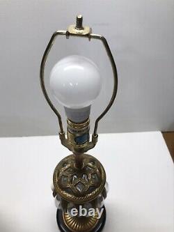 Vintage Victorian Lamp With 6 Panel Shade Fringe Decor, 23 H x 14 D