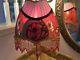 Vintage Victorian Lamp Shade Beaded Fringe Poppy Flower! Stunning
