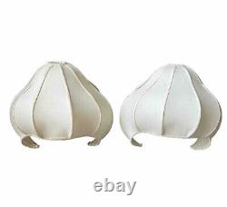 Vintage Victorian Lampshade White Fabric Clamshell 10 Panels 15 Tall Set Of 2