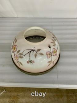 Vintage Victorian Oil Lamp Pink Floral Shade Vintage Victorian Oil Lamp Pink Floral Shade