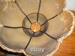 Vintage Victorian Pinkish/Marve Velvet Lamp Shade With Fringe & Tassels Padded