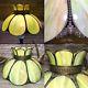 Vintage Victorian Slag Stained Glass Hanging Ceiling Light Table Lamp Shade