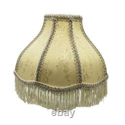 Vintage Victorian Style Bell Shaped Lamp Shade Beige with Fringe 8 H x 10 W