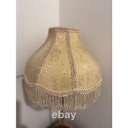 Vintage Victorian Style Bell Shaped Lamp Shade Beige with Fringe 8 H x 10 W