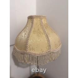 Vintage Victorian Style Bell Shaped Lamp Shade Beige with Fringe 8 H x 10 W