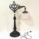 Vintage Victorian Style Bridge Table Lamp Art Nouveau Pink Shade Floral