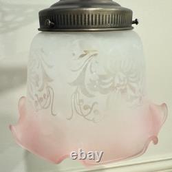 Vintage Victorian Style Bridge Table Lamp Art Nouveau Pink Shade Floral