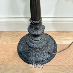 Vintage Victorian Style Bridge Table Lamp Art Nouveau Pink Shade Floral