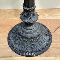 Vintage Victorian Style Bridge Table Lamp Art Nouveau Pink Shade Floral