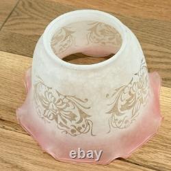 Vintage Victorian Style Bridge Table Lamp Art Nouveau Pink Shade Floral