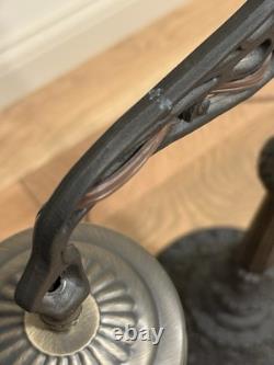 Vintage Victorian Style Bridge Table Lamp Art Nouveau Pink Shade Floral