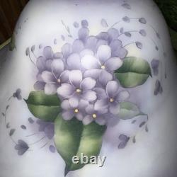 Vintage Victorian Style Hand Painted Floral Glass Beaded Lamp Shade -RARE 16