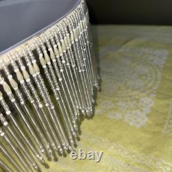 Vintage Victorian Style Hand Painted Floral Glass Beaded Lamp Shade -RARE 16