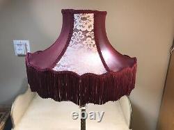 Vintage Victorian Style Lamp Shade Burgundy Mauve With Lace