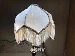 Vintage Victorian Style Shabby Chic White Cream Lamp Shade With Fringe