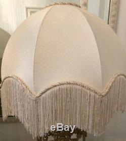 Vintage Victorian Traditional Deco Downton Abbey SilkMix Ivory Fringed Lampshade