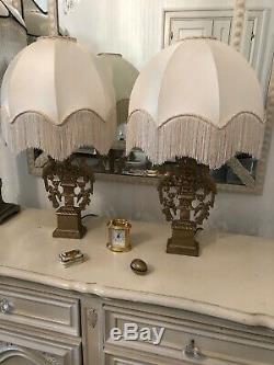 Vintage Victorian Traditional Deco Downton Abbey SilkMix Ivory Fringed Lampshade