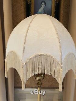 Vintage Victorian Traditional Downton Abbey Deco Cream Damask silk Lampshade