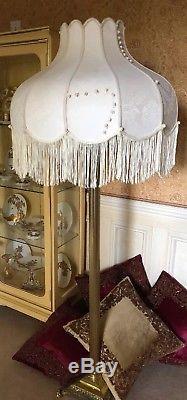 Vintage Victorian Traditional Downton Abbey Deco giant Ivory damask Lampshade