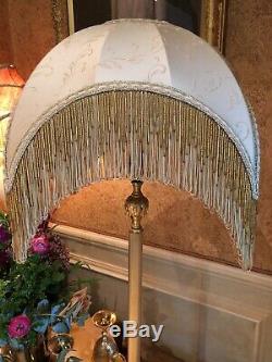 Vintage Victorian Traditional Downton Abbey100%gold beige Silk bead Lampshade