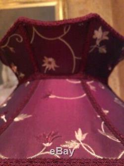 Vintage Victorian Traditional Downtown Abbey Red Silk Crown Beaded Lampshade