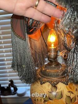 Vintage Victorian Tulip Fringed Lamp
