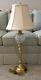 Vintage Waterford Lamp With Polished Brass Base, Stem, Round Crystal Ivory Shade