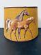 Vintage Western Lamp Shade Drum With Quilted Horse Design