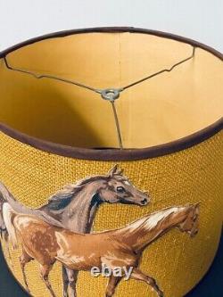 Vintage Western Lamp Shade Drum with Quilted Horse Design