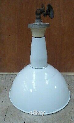 Vintage White Enamel Industrial Factory Light Shade Lamp Adjustable Mount