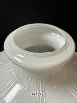 Vintage White Glass Lamp Shade with Embossed Floral Design, 10 in Dia